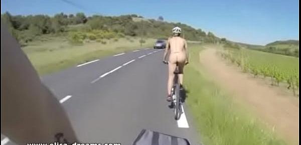  Nude in public biking on the road